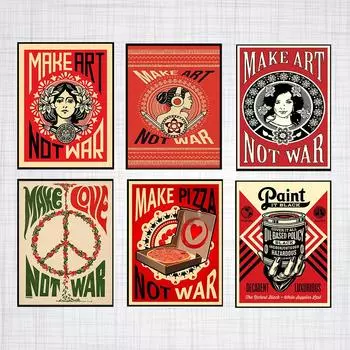 Ретро стиль принты сделать искусство больше не война холст плакат Ретро настенная художественная картина Гостиная Спальня 21cm30cm NoFrame