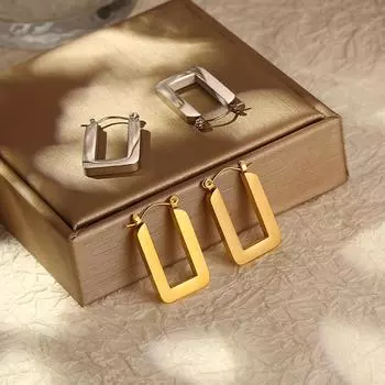 Ретро-стиль, прямоугольные серьги из нержавеющей стали, модные высококачественные женские серьги из титановой стали, ювелирные изделия