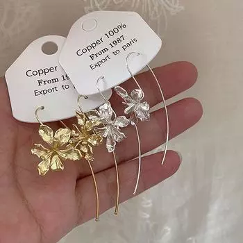 Ретро стиль суда цветок ириса металлический крючок для ушей женские легкие роскошные элегантные индивидуальные модные темпераментные универсальные серьги