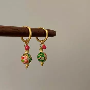 Ретро стиль суда окрашенный лотос ушная пряжка женские легкие роскошные высокие чувства простые индивидуальные модные универсальные серьги