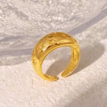 Ретро-стиль Звезда Широкая версия Гладкая поверхность Открывающееся кольцо Ветряная ниша Дизайн Медный материал Ювелирные изделия No. 7