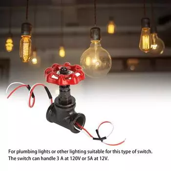 Ретро стимпанк G1/2in запорный клапан выключатель света с проводом для водопроводной лампы винтажная лампа водопроводная лампа запорный клапан