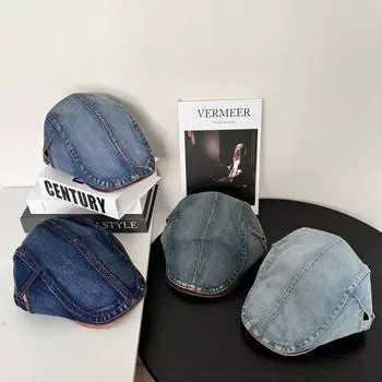 Ретро-стираемая ковбойская шляпа вперед для женщин с большой окружностью головы, показывающая лицо, маленький берет, британский стиль, литературная и художественная газетная детская шляпа M56-58cm чёрный