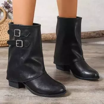 Сапоги в стиле ретро, женские, модные, длинные, рыцарские, осенне-зимняя обувь, рыцарские сапоги, Botines Mujer 36 чёрный