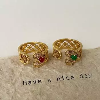 Ретро-суд Ветер пуст, инкрустированный жуйи, открытое кольцо из агата, уникальный темперамент женской личности, кольцо