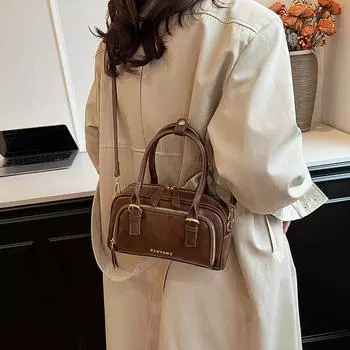 Ретро сумка 2024 лето новый тренд повседневная сумка простая модная сумка-мессенджер маленькая квадратная сумка коричневый