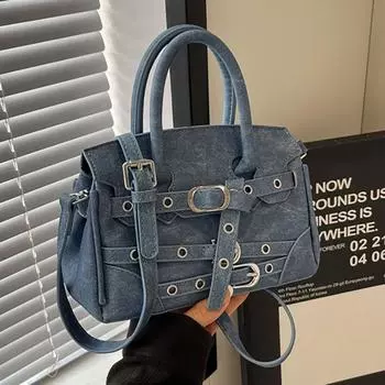 Ретро-сумка большой емкости для женщин, трендовая текстура, универсальные сумки через плечо, женская сумка для покупок, поездок на работу и обратно (20cm<Max Length<30cm)