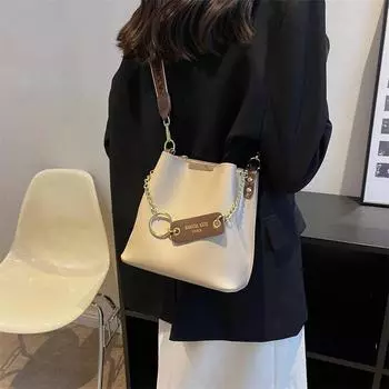 Ретро сумка большой вместимости 2024 новая женская сумка осенняя мода плечо кроссбоди простая иностранная стиль портативная сумка-ведро коричневый