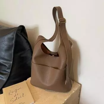 Ретро-сумка большой вместимости для женщин 2024 года, новая простая сумка-тоут Майяра, модная сумка-мессенджер через плечо чёрный