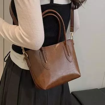 Ретро-сумка большой вместимости для женщин, новый стиль, корейская сумка-тоут, универсальная простая сумка на одно плечо подмышкой