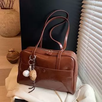 Ретро-сумка большой вместимости подмышечная женская сумка модный простой портфель сумка через плечо without pendant красный