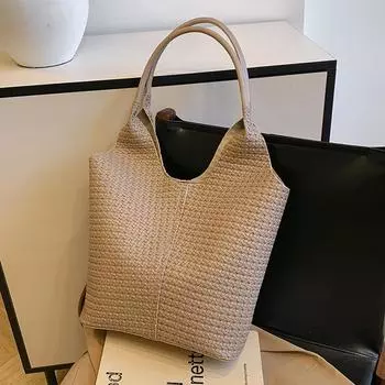 Ретро-сумка большой вместимости, женская модная простая сумка через плечо с мягкой поверхностью, повседневная дорожная сумка с текстурой хаки