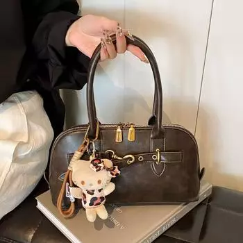 Ретро-сумка большой вместимости, женская простая модная универсальная портативная сумка-ракушка, сумка-тоут для переноски вручную no pendant коричневый