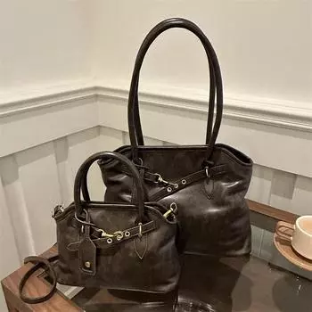 Ретро-сумка большой вместимости женская сумка-мессенджер в осеннем стиле, простая переносная сумка через плечо