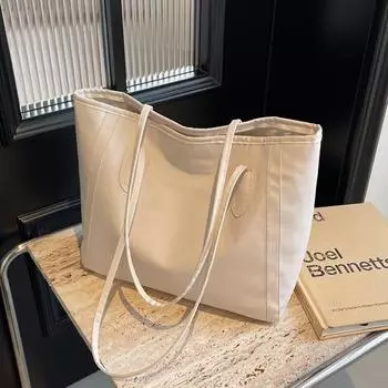 Ретро сумка большой вместимости женская сумка 2024 новая модная корейская версия красивая сумка-тоут персонализированная модная сумка через плечо для поездок на работу чёрный