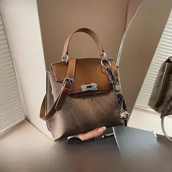 Ретро-сумка через плечо для женщин, сумка из искусственной кожи, сумка через плечо, модная и универсальная without accessories чёрный