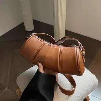 Ретро сумка через плечо новые женские однотонные плиссированные текстурированные сумки осень-зима модные универсальные простые сумки через плечо (20cm<Max Length<30cm)