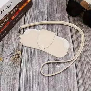 Ретро Сумка для хранения очков Можно повесить на шею для путешествий Чехол для очков от солнца с отстегивающимся плечевым ремнем для предотвращения потери Чехол для очков 1PCS бежевый