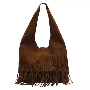 Ретро-сумка для матери и ребенка с кисточками, большая вместимость, новинка 2024 года, популярная женская сумка через плечо в стиле ретро светло-коричневого