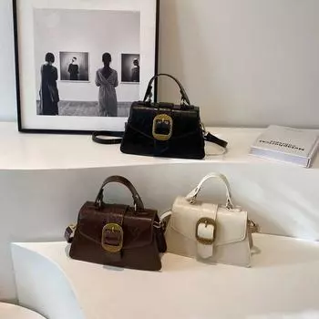 Ретро-сумка для поездок на работу, маленькая квадратная сумка 2024 года, осень-зима, новая сумка, модная иностранная сумка высокого качества, изысканная женская сумка-мессенджер чёрный