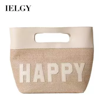 Ретро-сумка IELGY, тканая большая сумка в корейской версии, повседневная сумка с алфавитом для отдыха на море коричневый