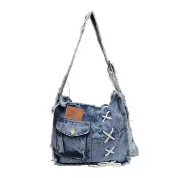 Ретро-сумка из денима, нишевая сумка из холста, ленивая, литературная и модная, универсальная, стирающаяся сумка-мессенджер, сумка через плечо