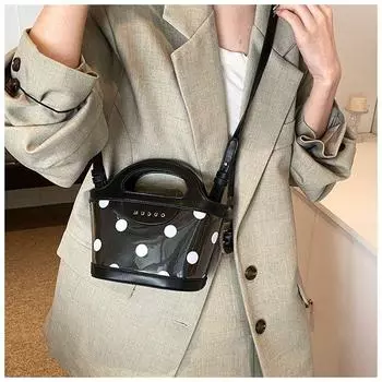 Ретро-сумка-мессенджер в горошек для женщин, новая винтажная ручка, шикарная повседневная сумка-ведро, кошелек для женщин, сумка в стиле Харадзюку, эстетика