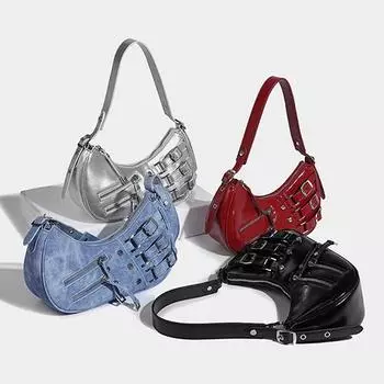 Ретро сумка на плечо для женщин, винтажная сумка из искусственной кожи с ремешком подмышки, регулируемая сумка для подмышек, эстетичная дизайнерская сумка, сумка-шоппер 28x8x12m синий