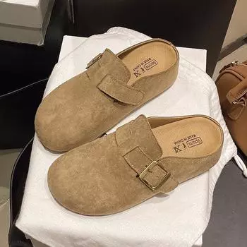 Ретро сумка на толстой подошве, полушлепанцы, женские, весенние, новые, для улицы, на одном педале, для ленивых 35