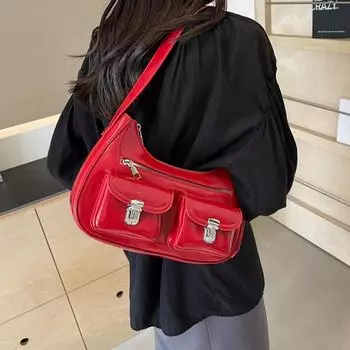 Ретро-сумка с несколькими карманами для подмышек, женская сумка через плечо, новая модная персонализированная сумка через плечо для крутых девушек в стиле мотоцикла