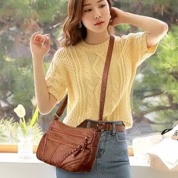 Ретро-сумка с несколькими карманами, прочная сумка для мобильного телефона, легкая женская сумка-мессенджер для работы коричневый