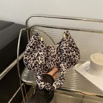 Ретро-сумка с высокой стоимостью, персонализированная, портативная, женская, модная, с леопардовым принтом, простая, иностранная, подмышечная сумка-полумесяц коричневый
