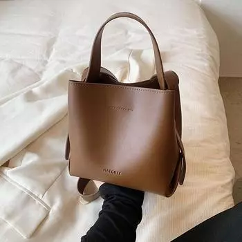 Ретро-сумка-ведро женская модная универсальная повседневная сумка-мессенджер для работы и поездок на работу 19*11*19 коричневый