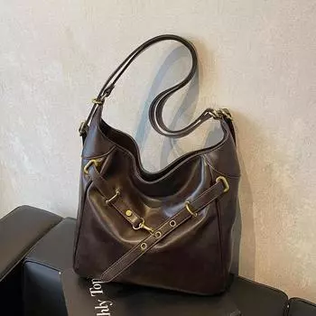 Ретро-сумка-ведро, женская новая многофункциональная универсальная сумка-рюкзак для класса, пригородных поездок, колледжа, сумка через плечо коричневый