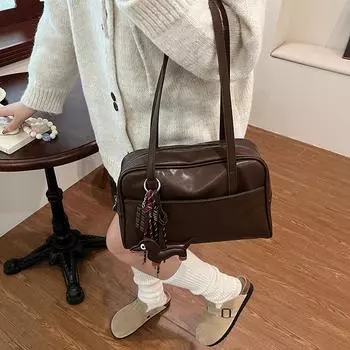 Ретро-сумка высокого класса подмышкой женская модная сумка через плечо высокого класса женская сумка-тоут no pendant коричневый