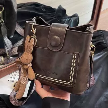 Ретро-сумка высокого класса, женская модная сумка-мессенджер через плечо, портативная сумка-ведро no pendant коричневый
