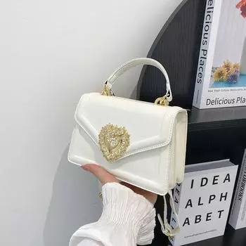 Ретро сумка женская 2024 новая модная универсальная сумка через плечо с цепочкой высокого класса love портативная маленькая квадратная сумка красный