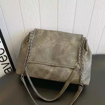 Ретро сумка женская 2024 весна новая повседневная ретро сумка через плечо простая большая вместительная сумка для поездок на работу женская сумка-тоут серый