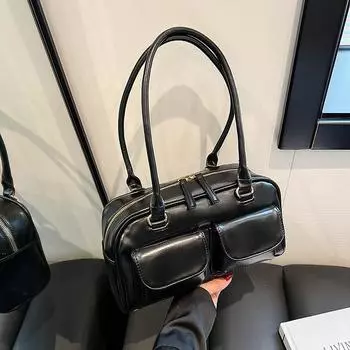 Ретро сумка женская 2025 новая текстурированная на плечо подмышку сумка большой вместимости для поездок женская сумочка чёрный