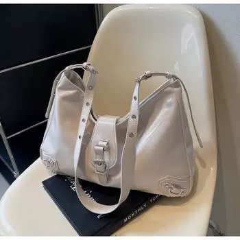 Ретро сумка женская большая емкость 2024 новая осенне-зимняя повседневная сумка через плечо женская сумка для поездок на работу чёрный