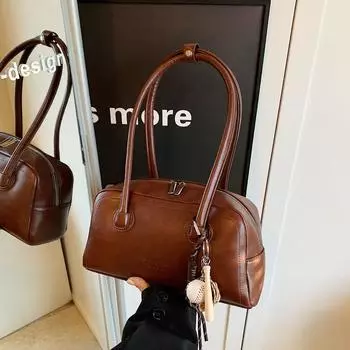 Ретро-сумка женская большая сумка-подушка через плечо сумка для поездок на работу No pendant коричневый