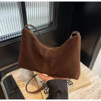 Ретро сумка женская большая вместимость 2024 новая осенняя универсальная сумка через плечо классная сумка-тоут для поездок на работу чёрный