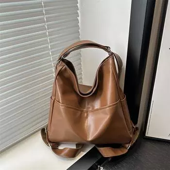 Ретро сумка женская большая вместимость 2024 осень новая женская сумка сумка-мессенджер модная сумка через плечо подмышкой чёрный