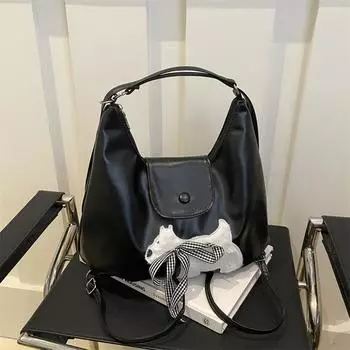 Ретро сумка женская большая вместимость 2024 новая сумка через плечо сумка-мессенджер многофункциональный рюкзак чёрный