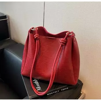 Ретро сумка женская большая вместимость 2024 новая осенне-зимняя универсальная повседневная сумка через плечо сумка-ведро для мамы чёрный