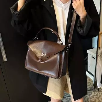 Ретро-сумка женская большая вместимость новая осенняя сумка через плечо женская сумка через плечо сумка-тоут роскошная многослойная кожаная сумка