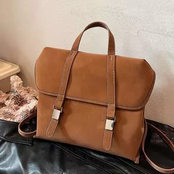 Ретро-сумка женская большая вместительная сумка-мессенджер через плечо для поездок на работу многофункциональный рюкзак коричневый