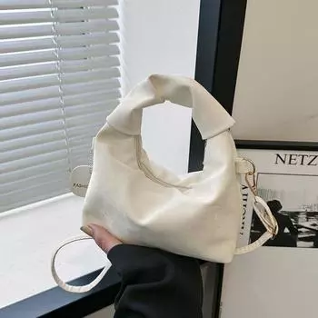 Ретро-сумка женская нишевая текстурная сумка 2024 весна новая простая сумка-подушка иностранный стиль сумка-мессенджер на плечо прилив чёрный