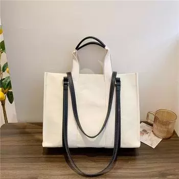 Ретро сумка женская новая модная сумка-тоут студенческая холщовая сумка на плечо женская сумка-мессенджер большая чёрный