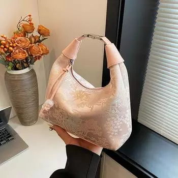 Ретро-сумка Женская шелковая жаккардовая сумка Мода белый